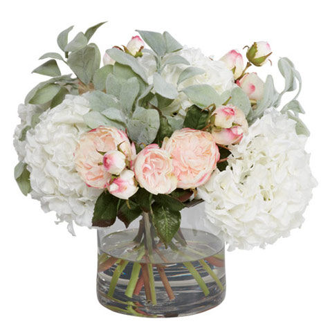 Roses & Hydrangea Branch in Vase image