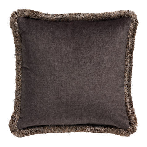 Mocha Brush-Fringed Pillow image
