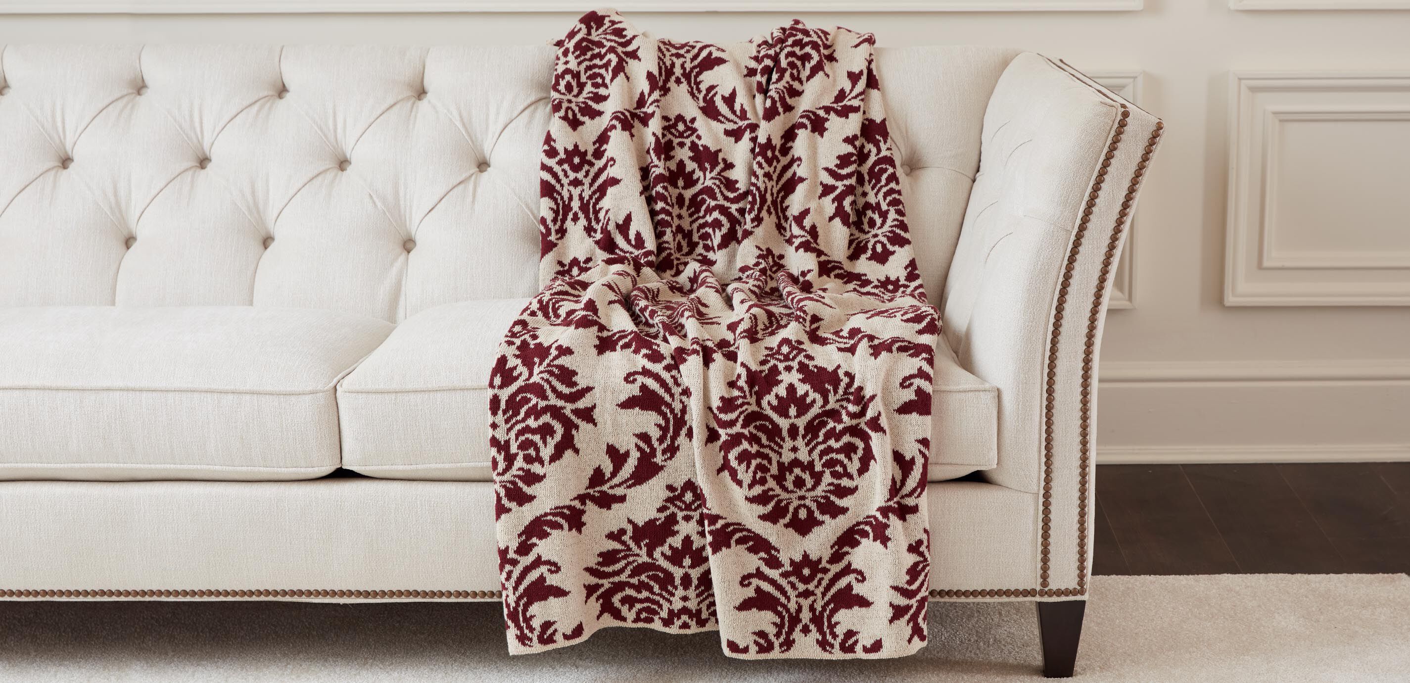 Recycled Cotton Damask Throw