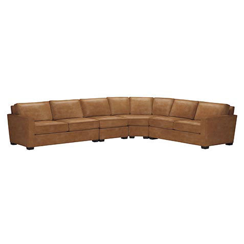 Spencer Track-Arm Leather Four-Piece Sectional with Curved Wedge image
