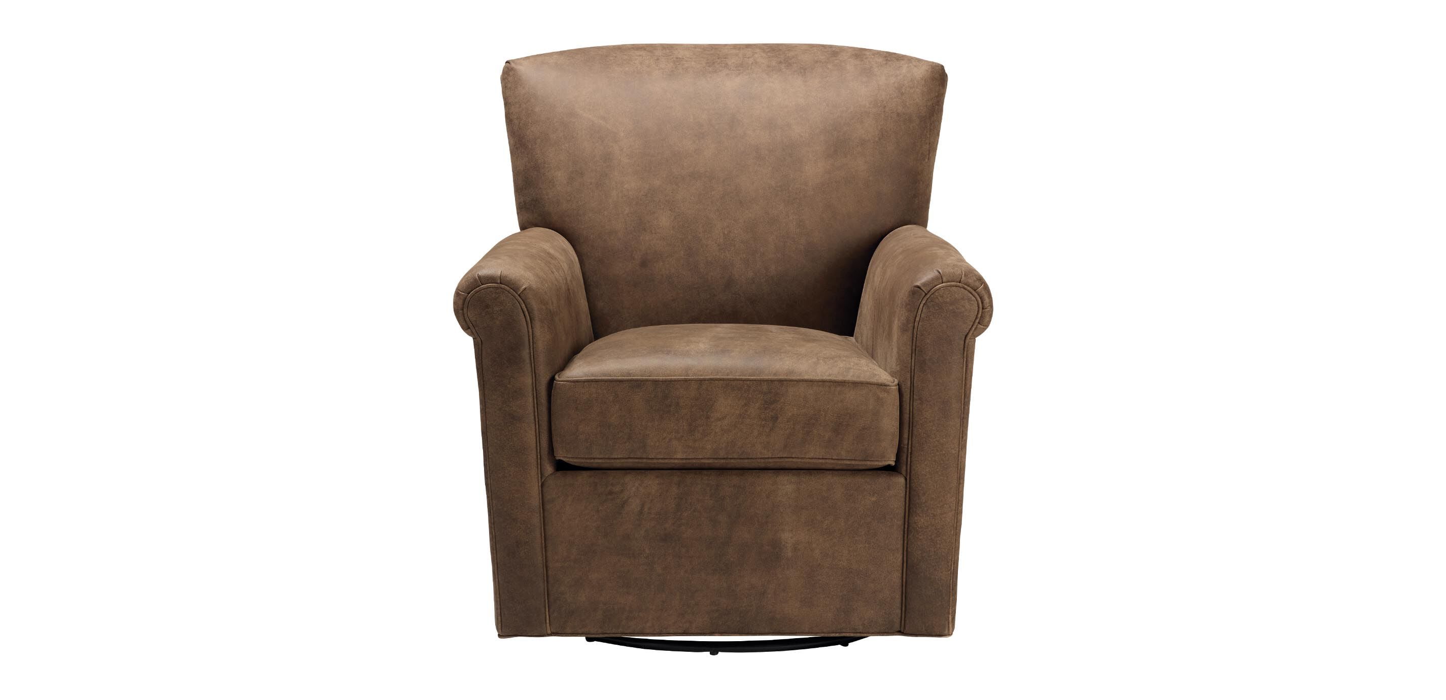 Turner Leather Roll-Arm Swivel Chair
