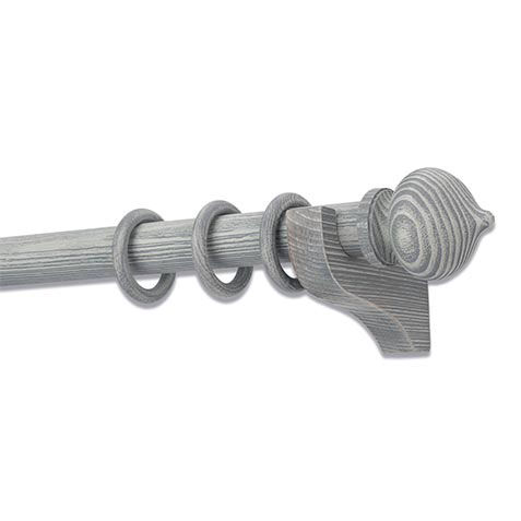 Distressed Wood Drapery Hardware Set with Turnip Finial image