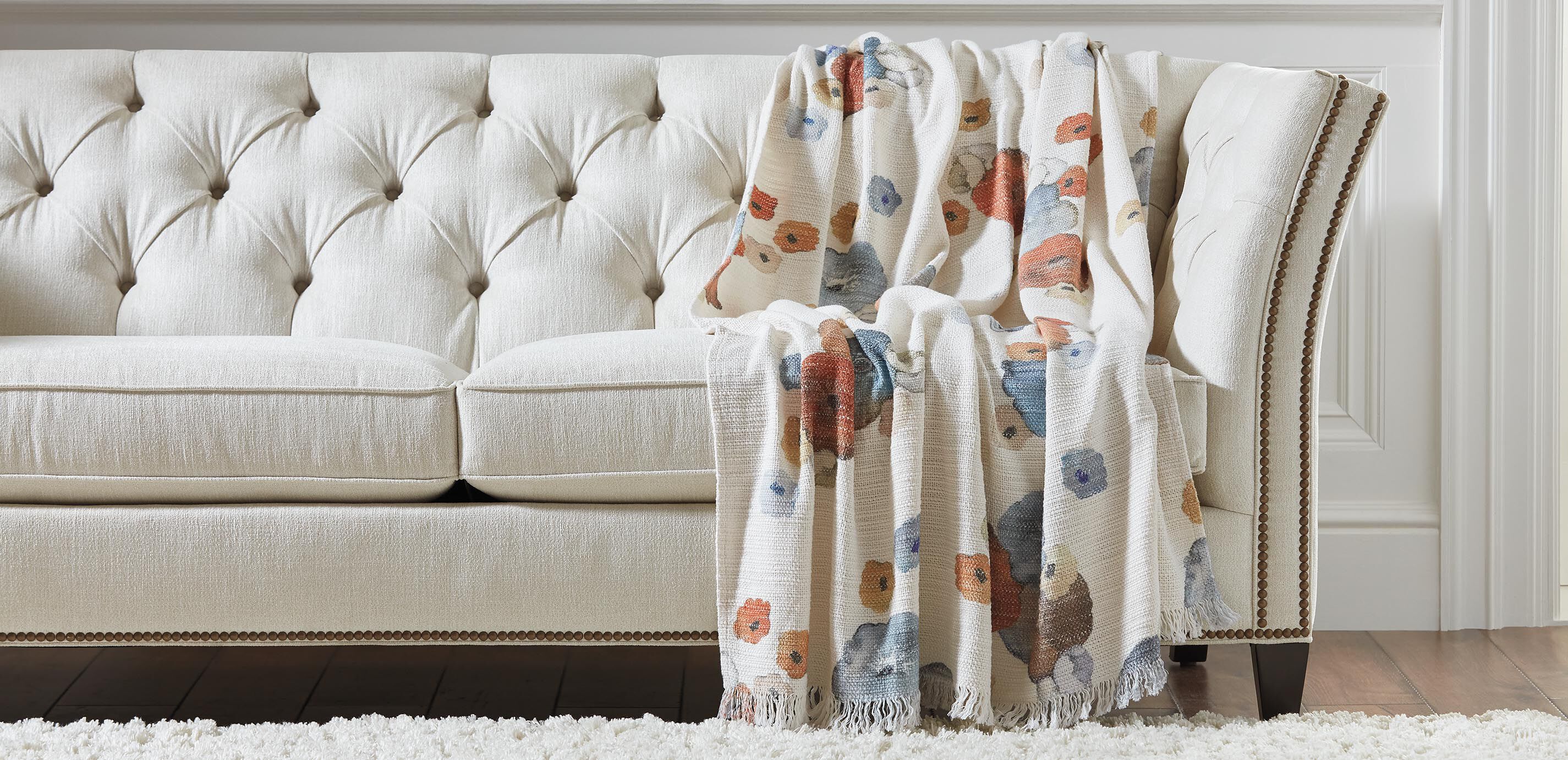 Washed Cotton Floral Throw