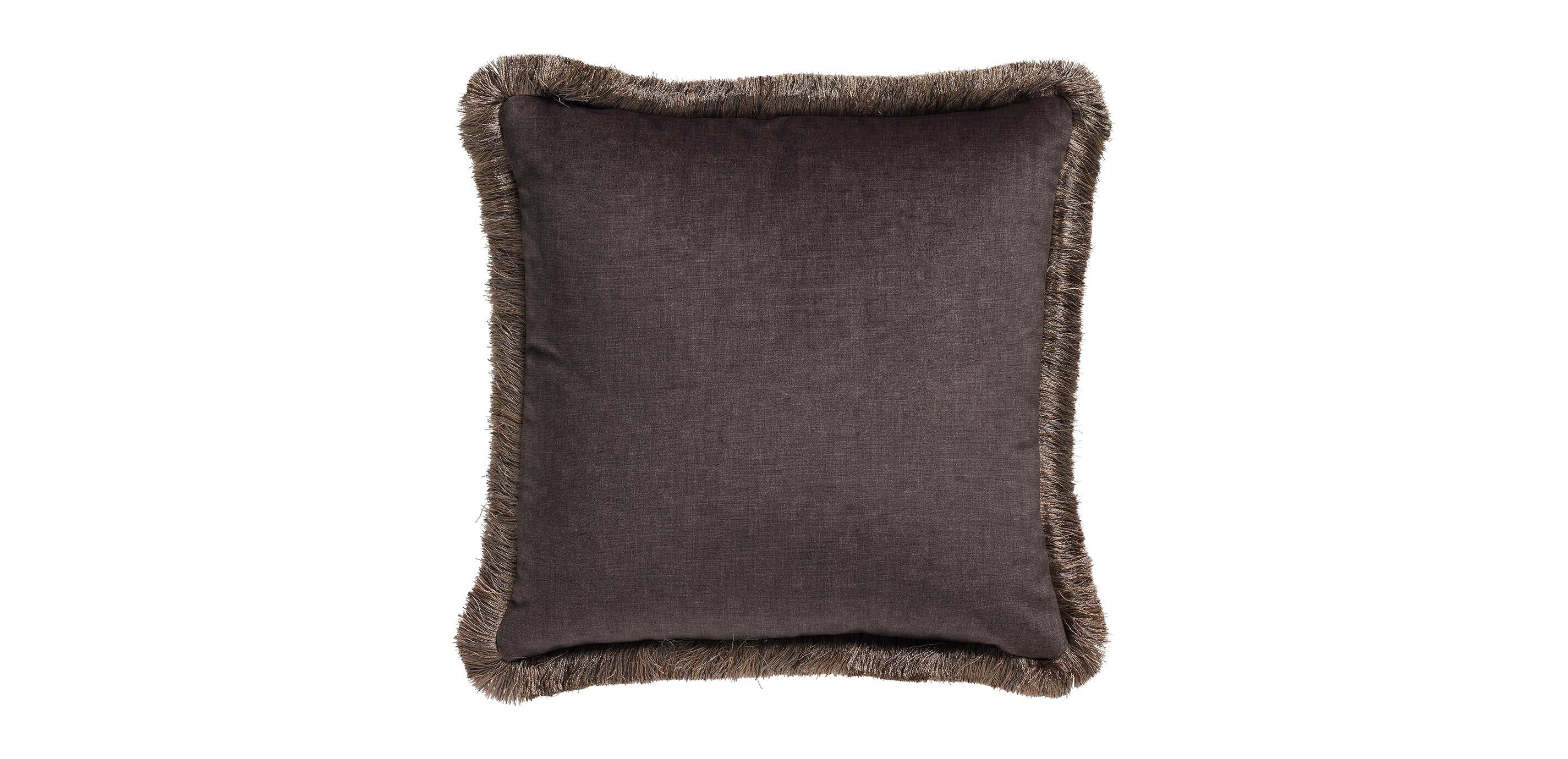 Mocha Brush-Fringed Pillow