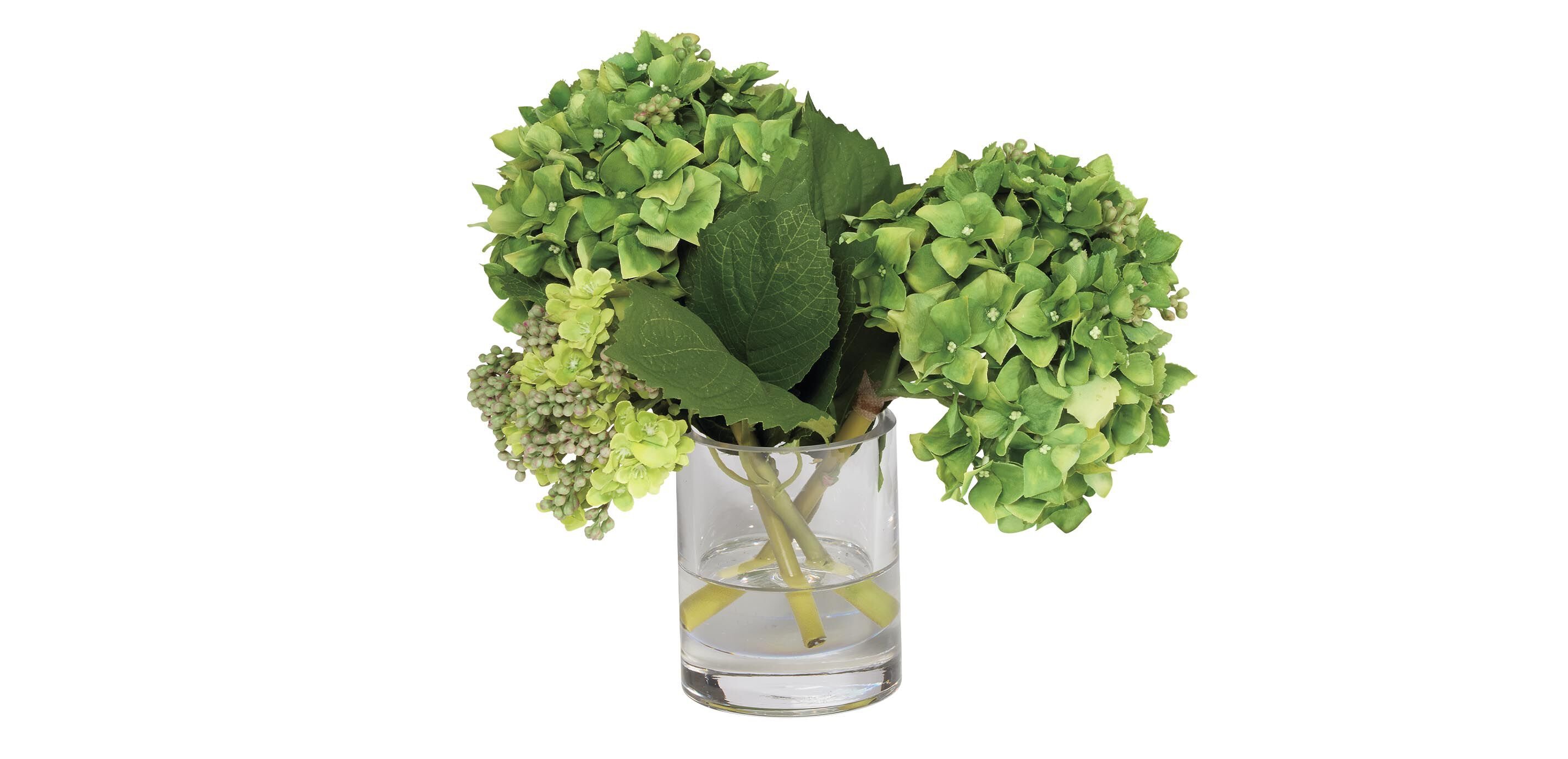 Hydrangea and Buds in Small Glass Vase_1