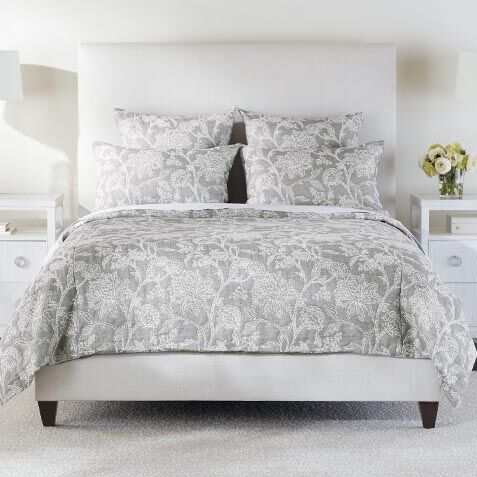 Floral Jacquard Duvet Cover and Shams Set, Gray image