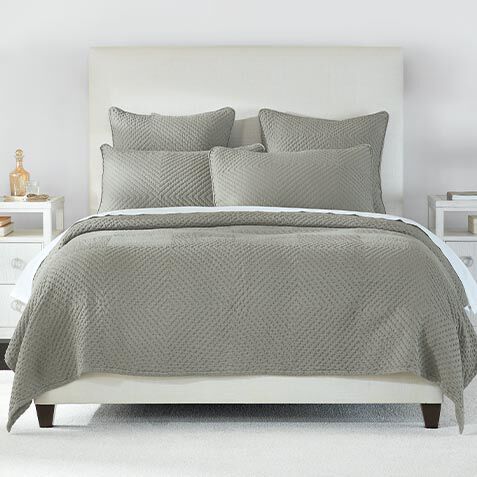 Geometric Matelasse Coverlet and Shams Set, Olive image