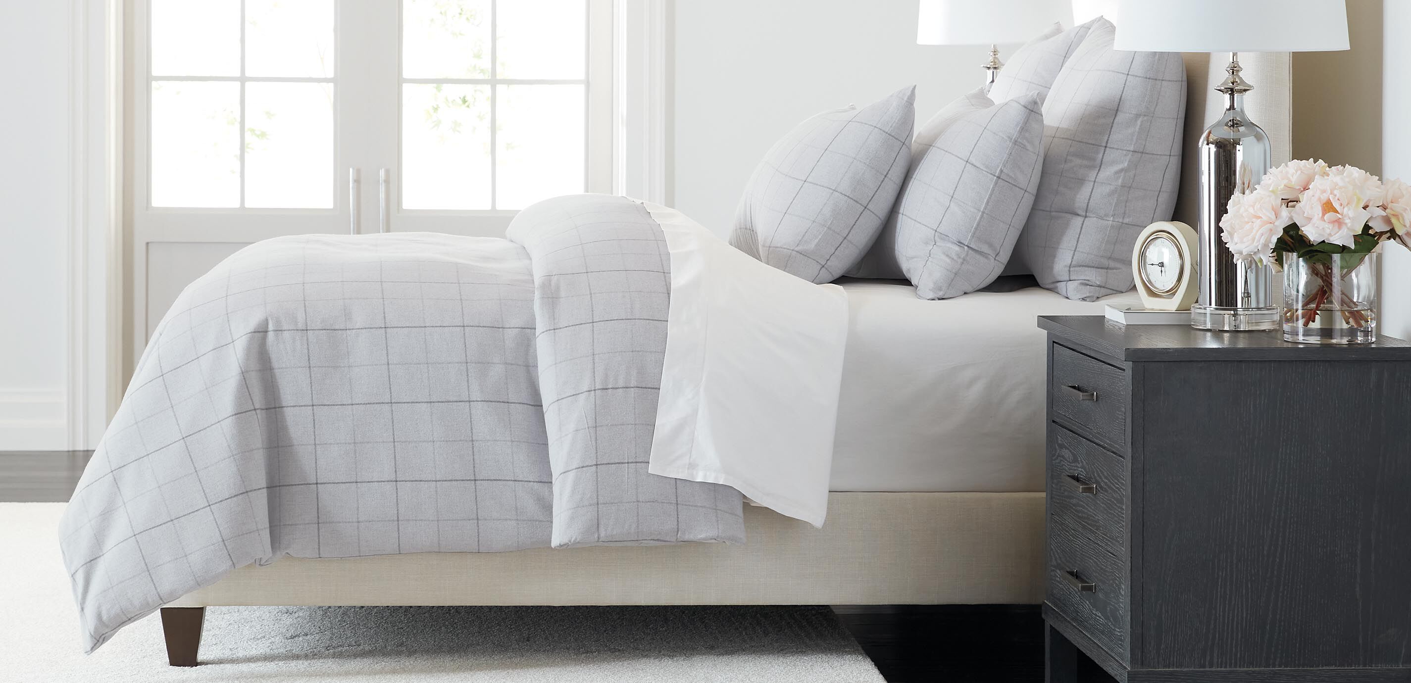 Plaid Flannel Duvet Cover and Shams Set_1