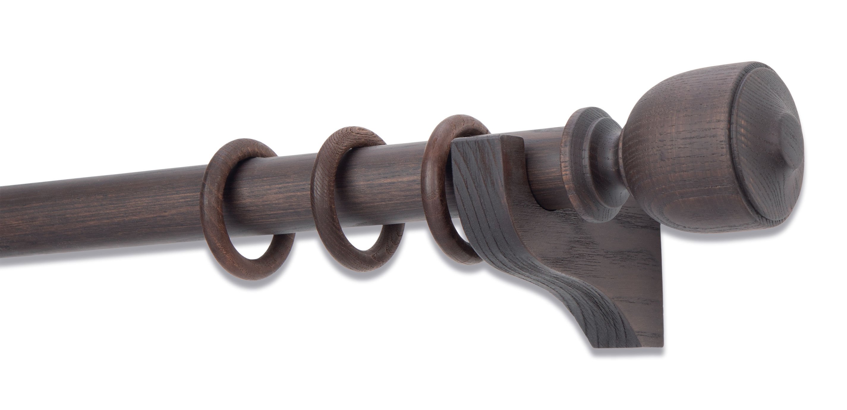 Distressed Wood Drapery Hardware Set with Vase Finial