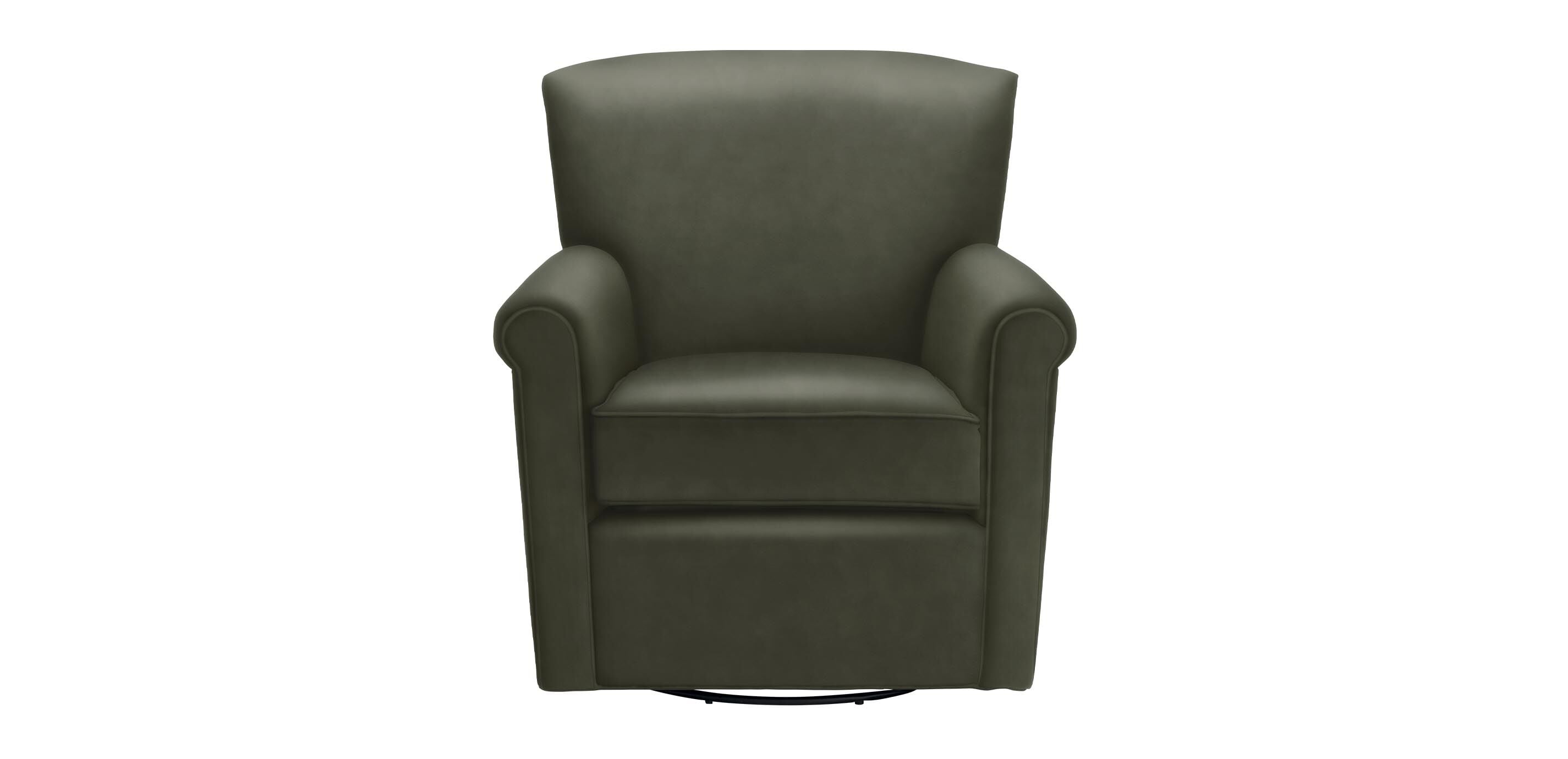 Turner Leather Roll-Arm Swivel Chair