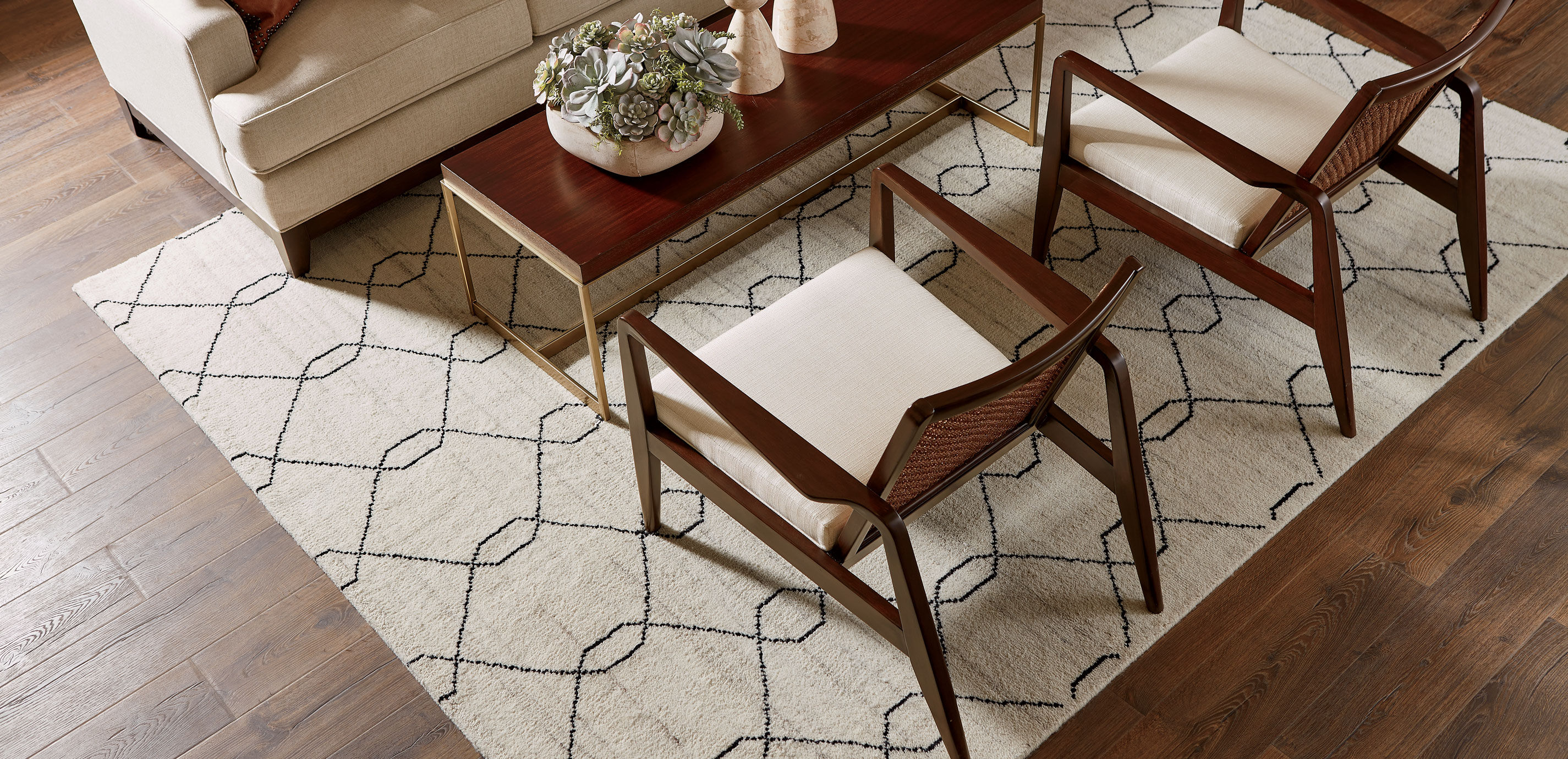 Tulu Trellis Rug, Natural/Black_2