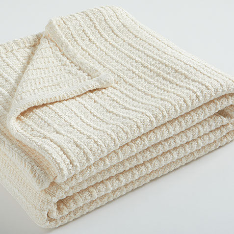 Suri Ivory Chenille Rib Throw Product Tile Hover Image 031749