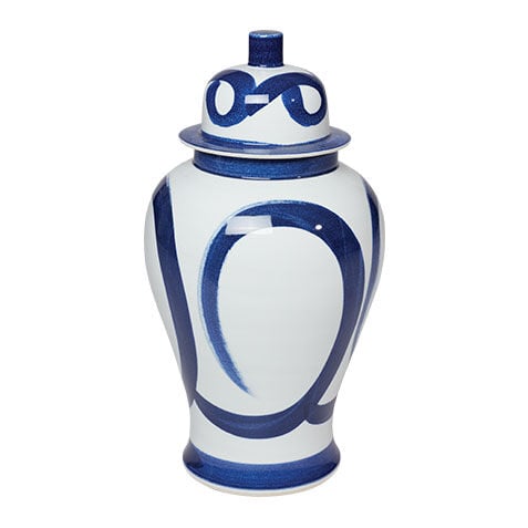 Blue and White Brushstroke Jar image