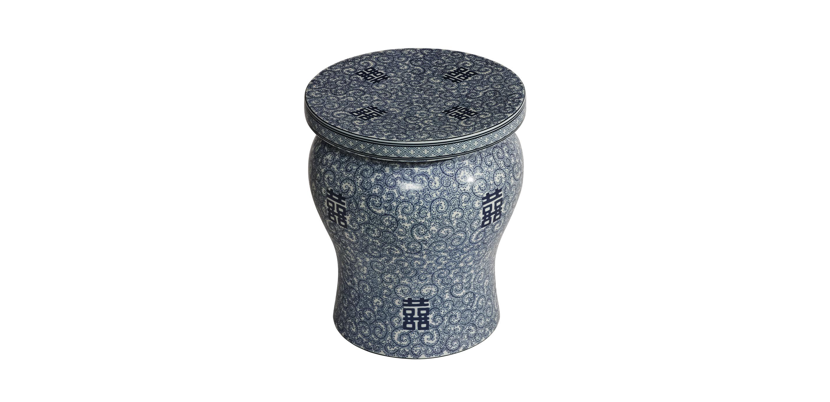 Blue and White Garden Stool_1