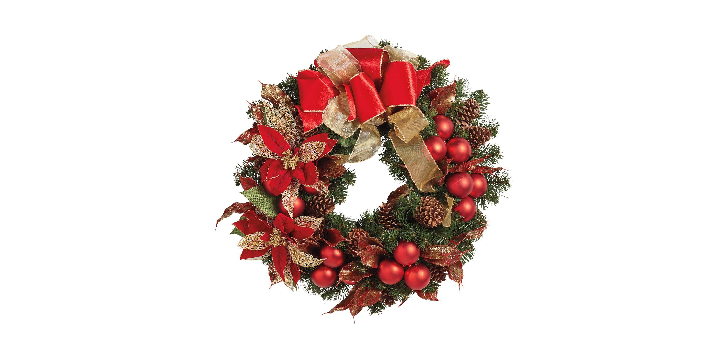 28" Red Poinsettia Holiday Wreath