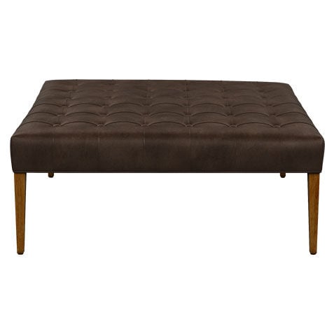 Harbor Leather Wood-Base Large Cocktail Ottoman image