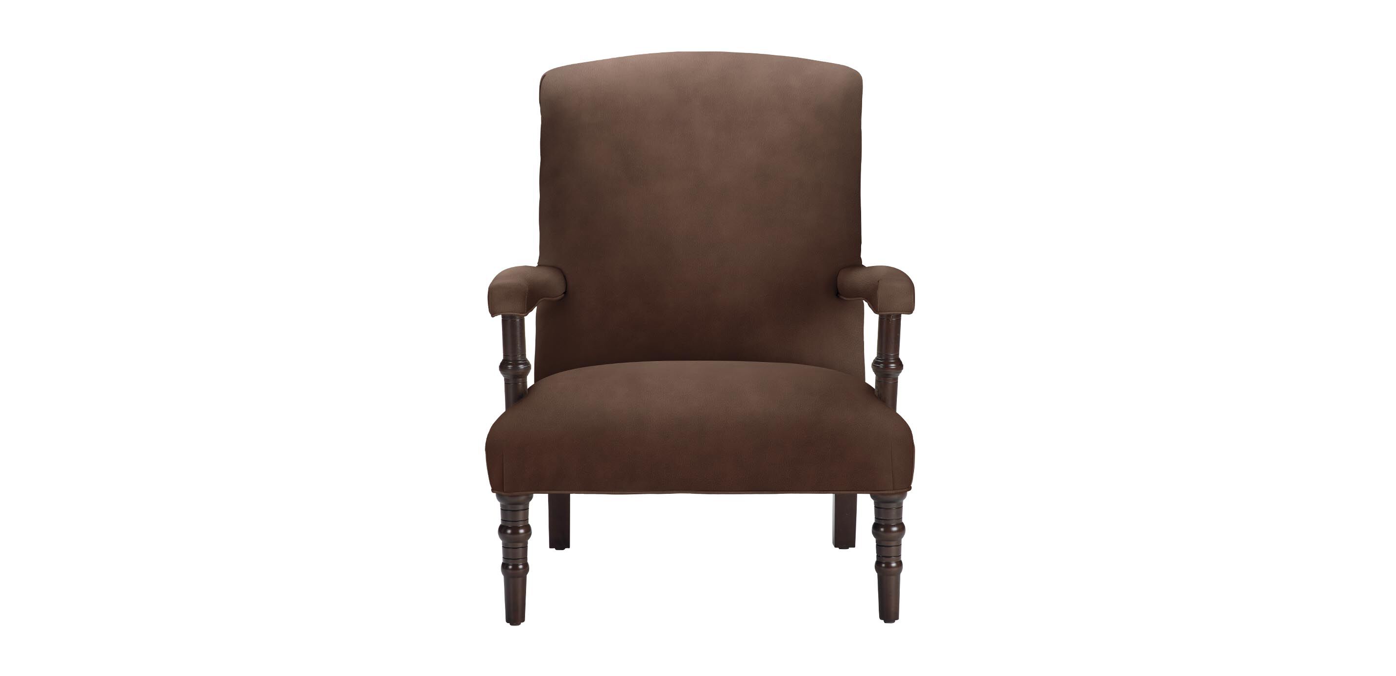 Chamberlain Scroll-Back Leather Accent Chair