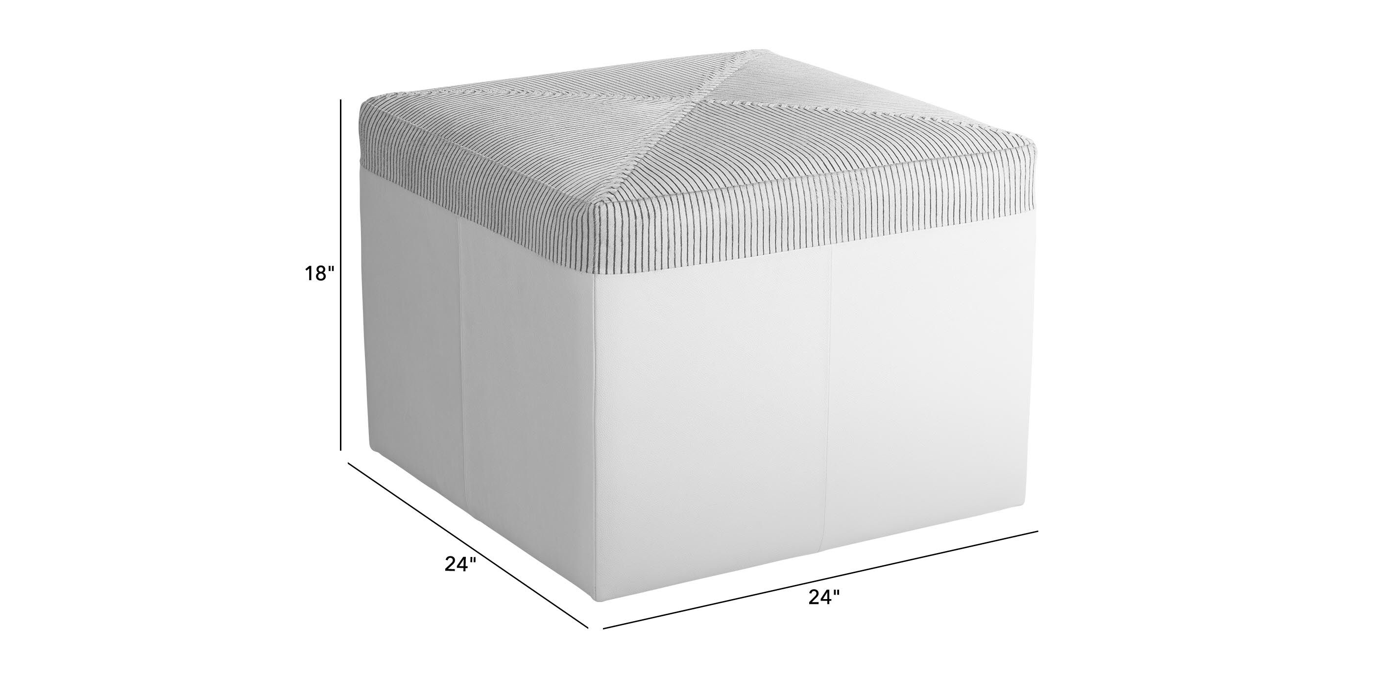Pinstripe Hide & Leather Pouf_3