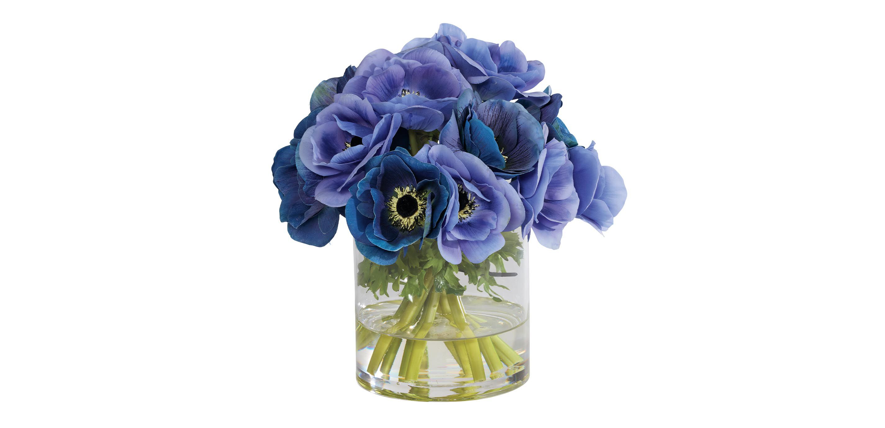 Deep Blue Anemone Bouquet in Cylinder Vase_2