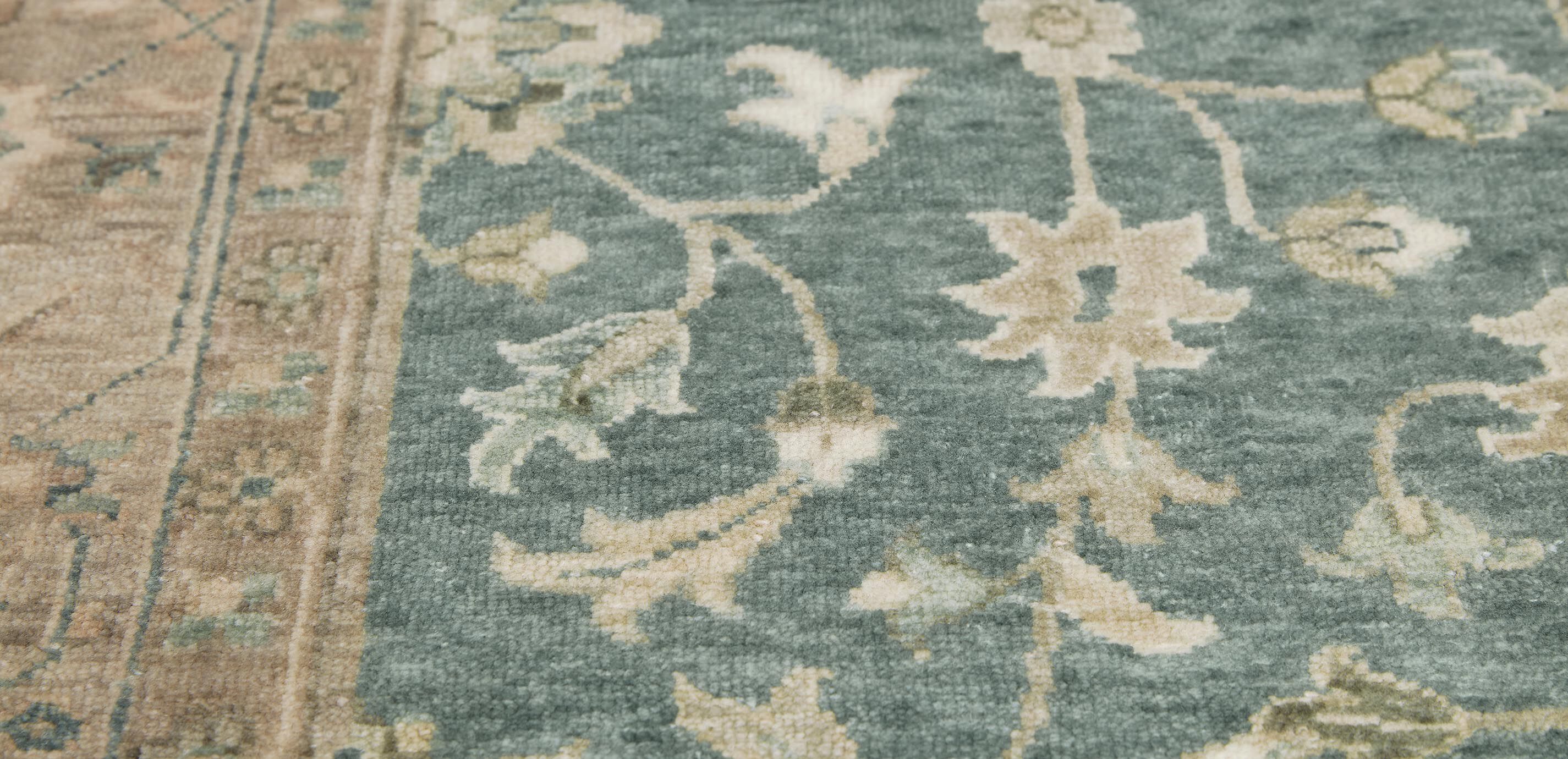 Mughal Mahal Sea Blue Floral Rug_6