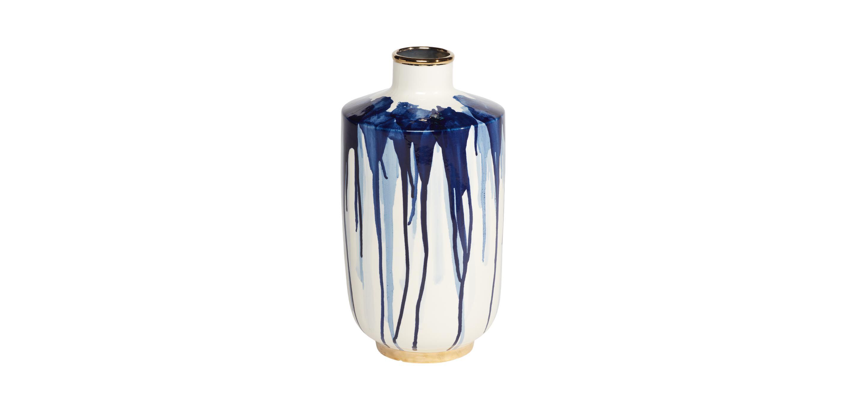 Danya Blue Ceramic Drip Vase