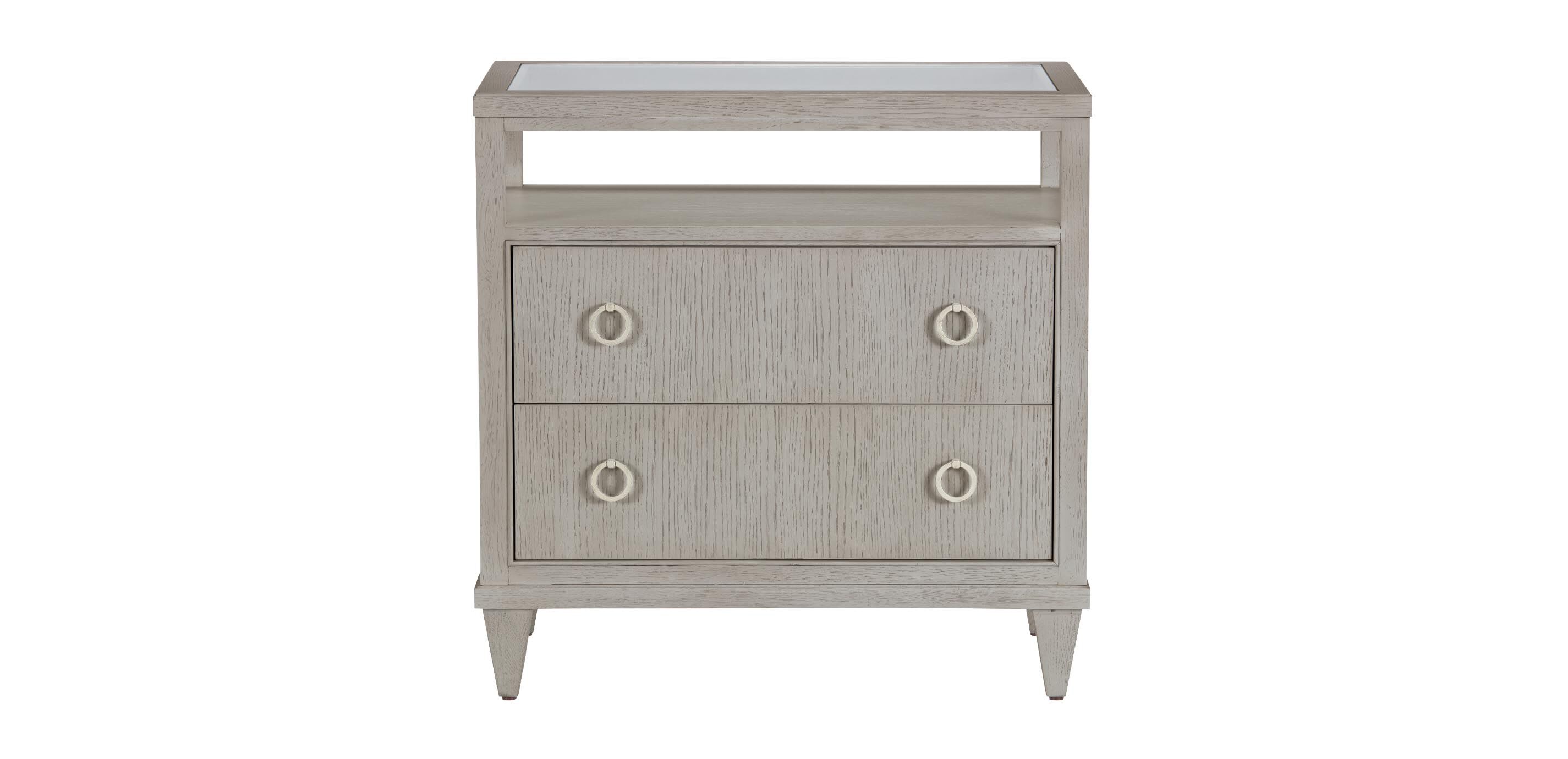 Heston Oak Glass-Top Night Table