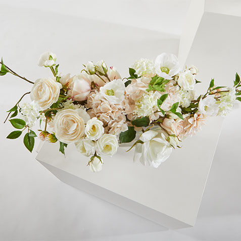 Blush Mixed Floral Bouquet in Small Linear Glass Vase Product Tile Hover Image 443781   WHT