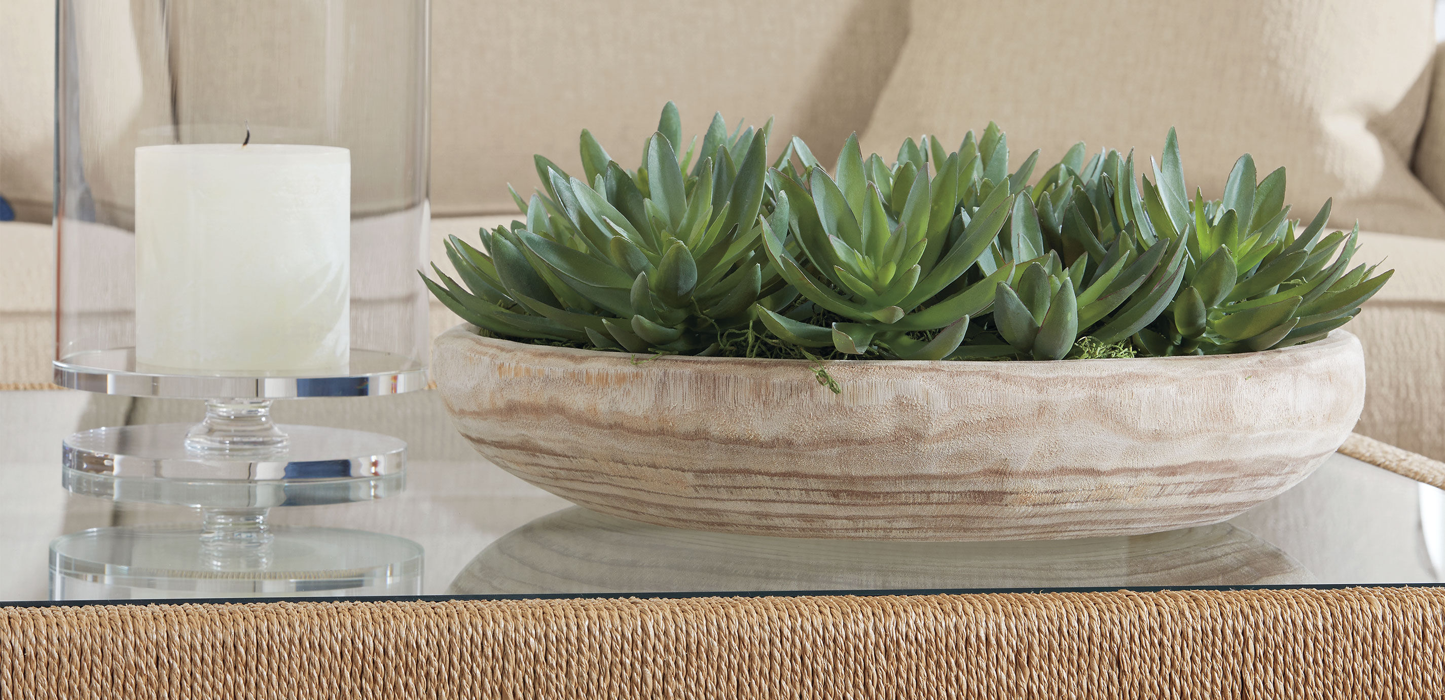 Succulent Centerpiece in natural wood bowl_4