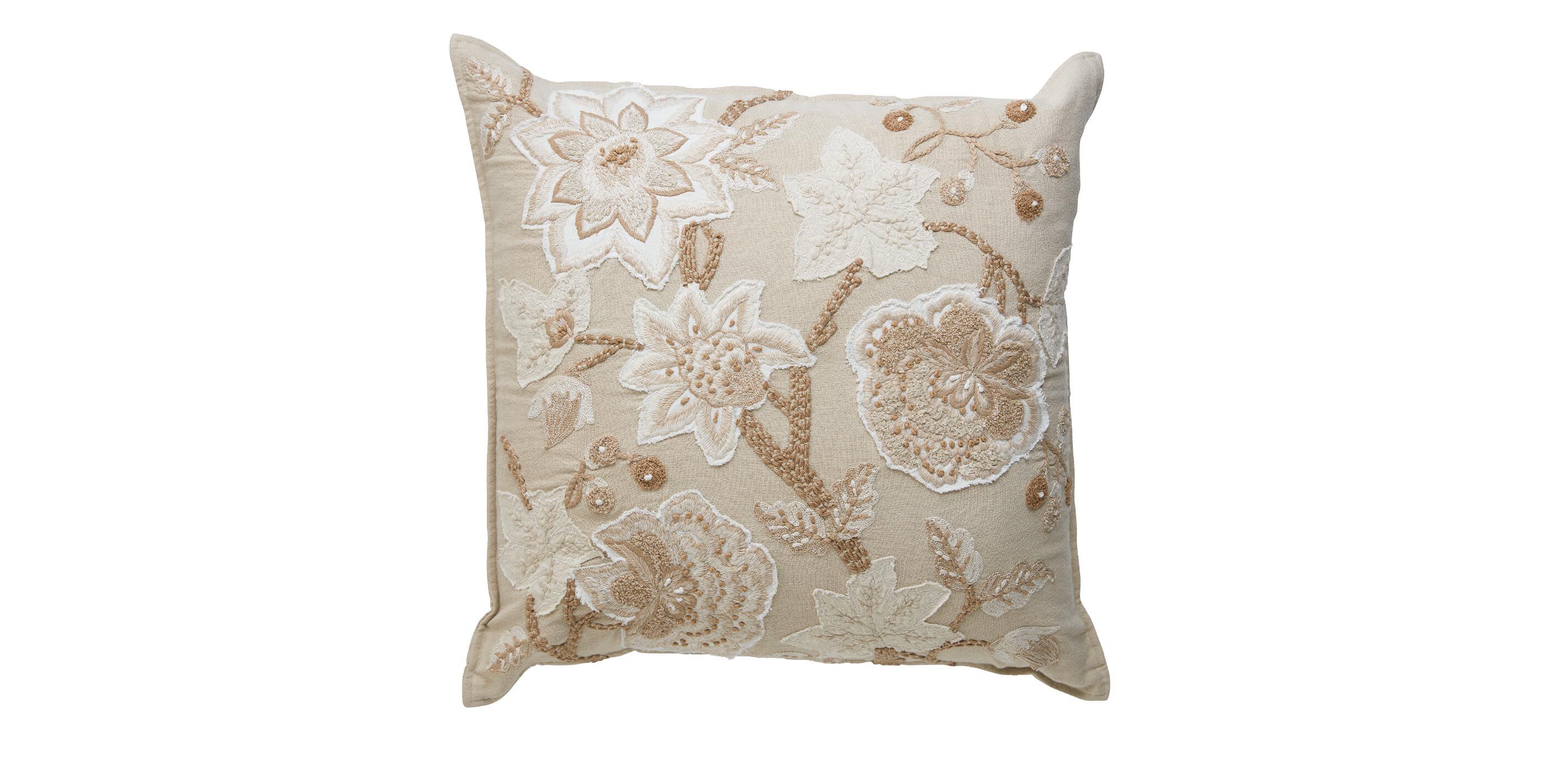 Embroidered Blossom Pillow