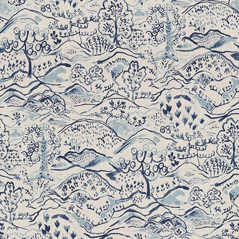 Idlewyld Blue Fabric By the Yard image