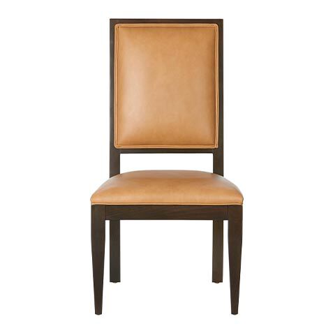 Hayden Leather Dining Side Chair: Square Back, Tapered Leg image 727158