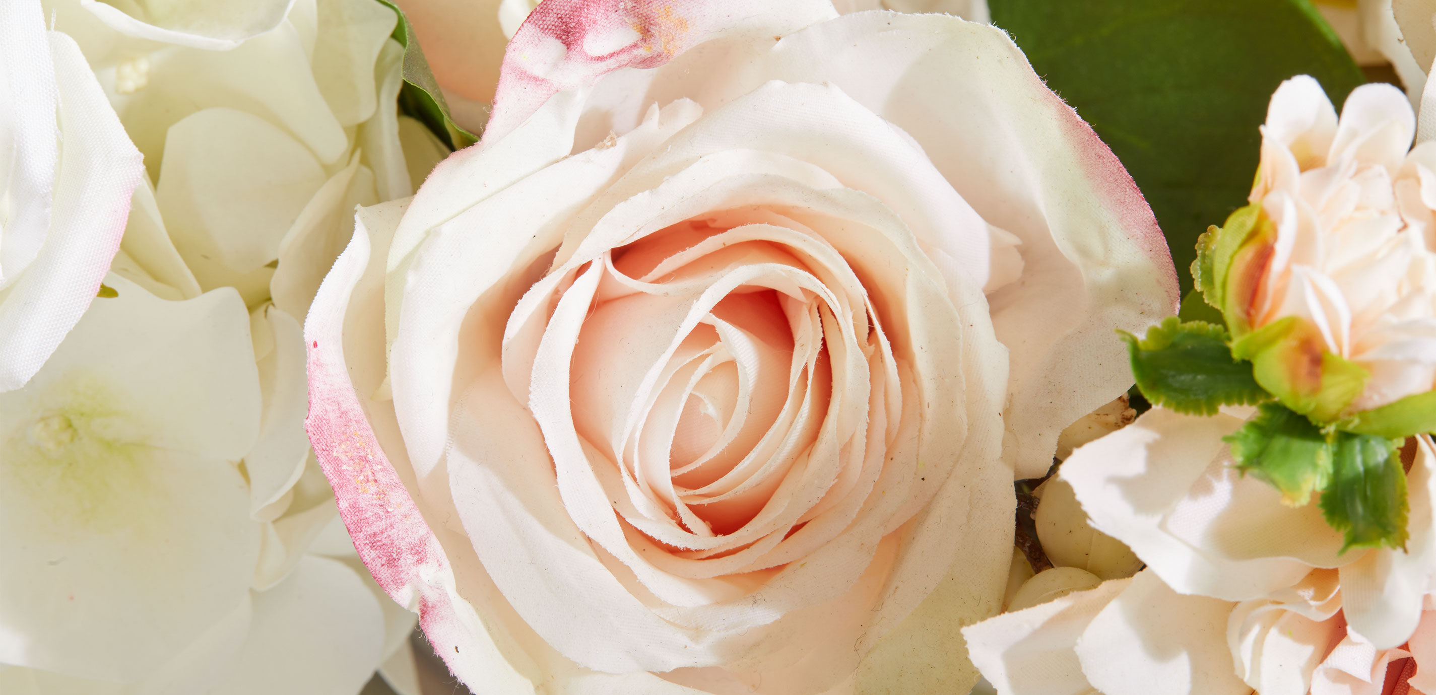 Blush Mixed Floral Centerpiece in Low Linear Glass Vase_6