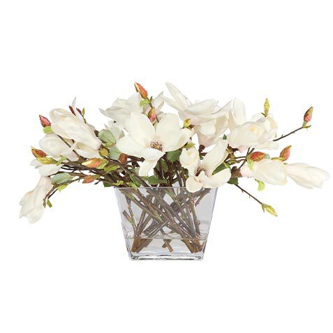 Magnolia Centerpiece in Linear Glass Vase image