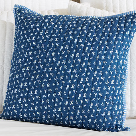 Navy and White Floral Pillow Product Tile Hover Image 062514