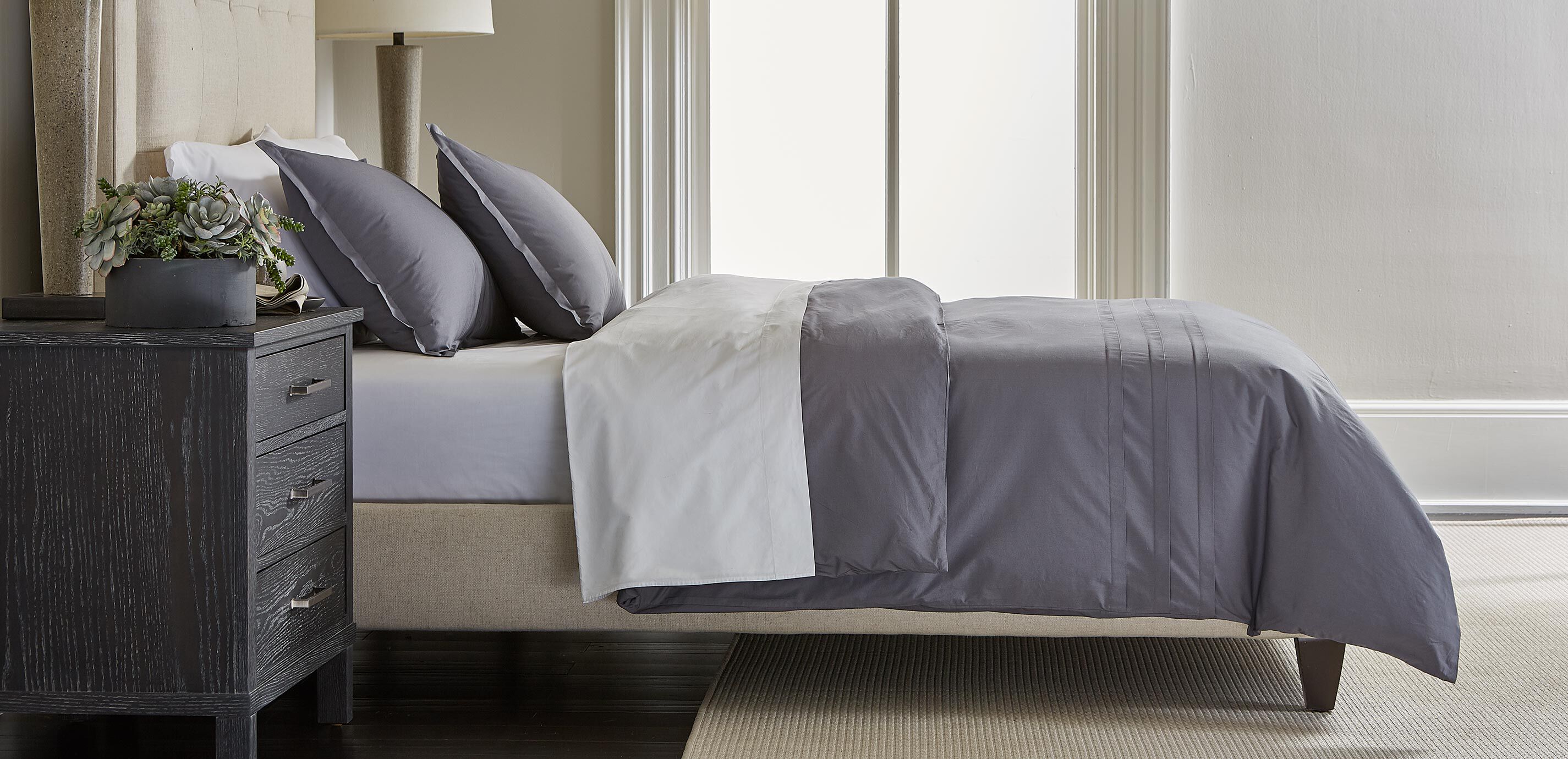 Pleated Percale Duvet Cover and Sham_1
