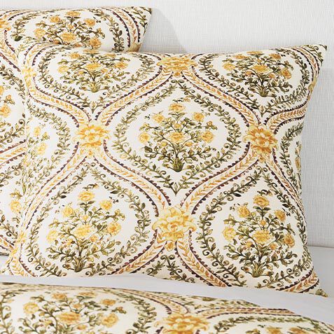 Gold Floral Euro Sham image