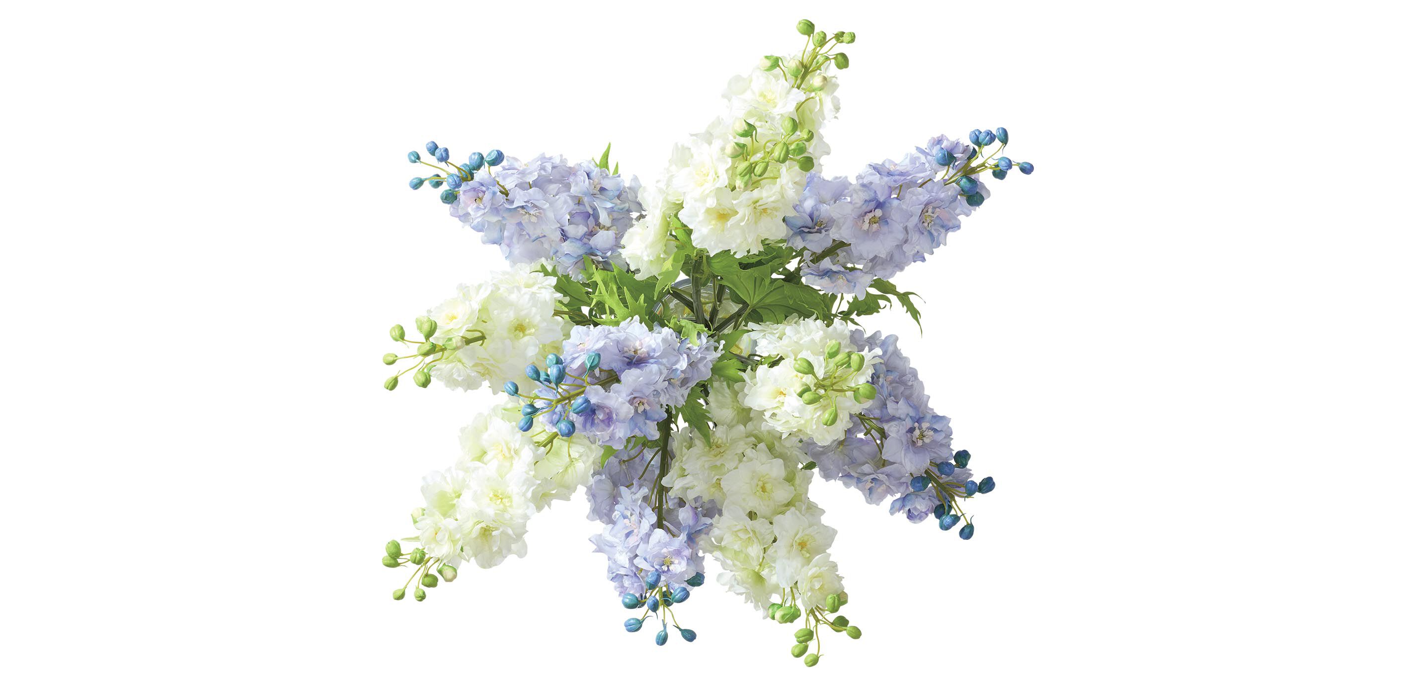 Blue and White Delphinium Bouquet in Tall Vase_3