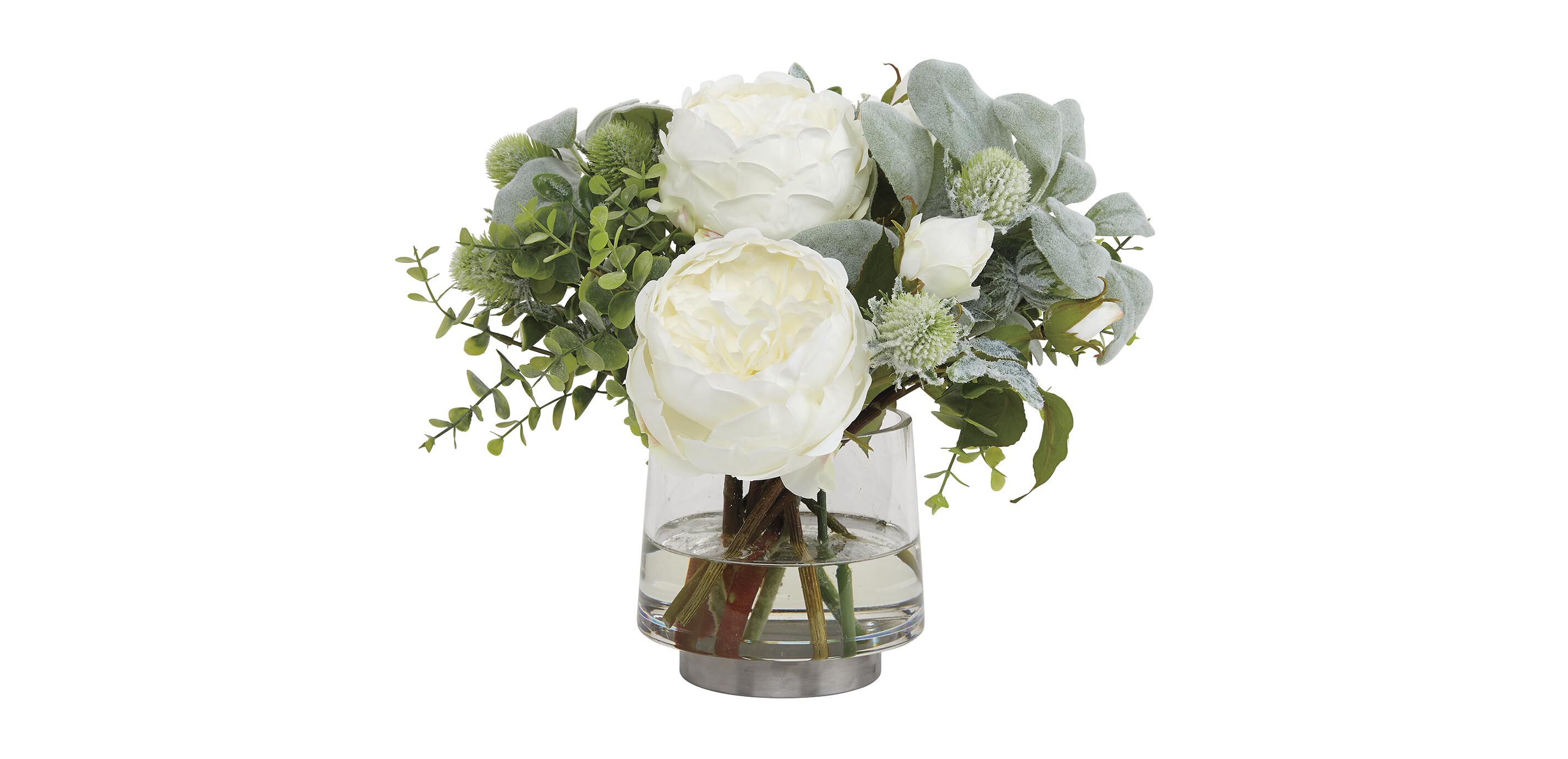 Rose Thistle Mix in Glass Vase_2