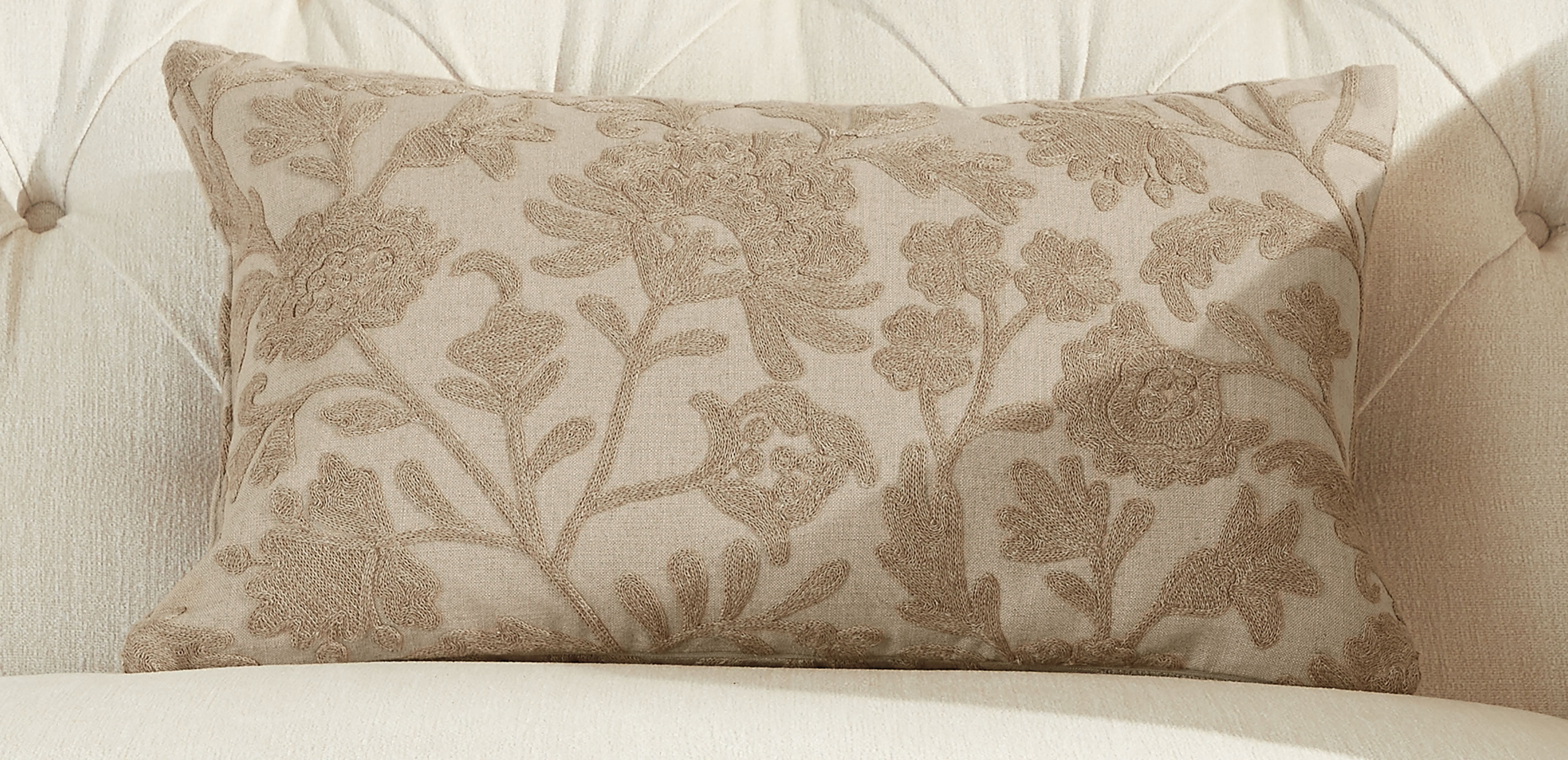 Crewel Stitch Botanical Lumbar Pillow_2