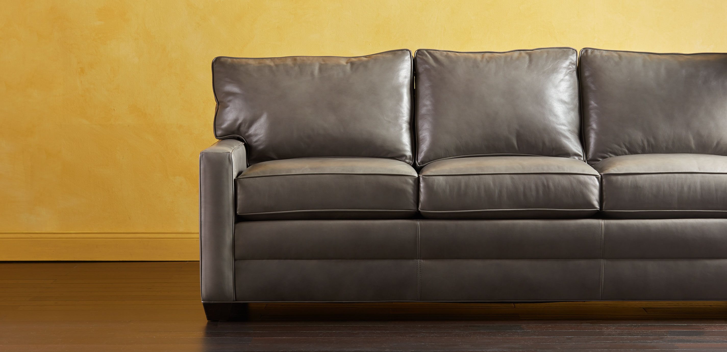 Bennett Track-Arm Leather Three-Seat Sofa