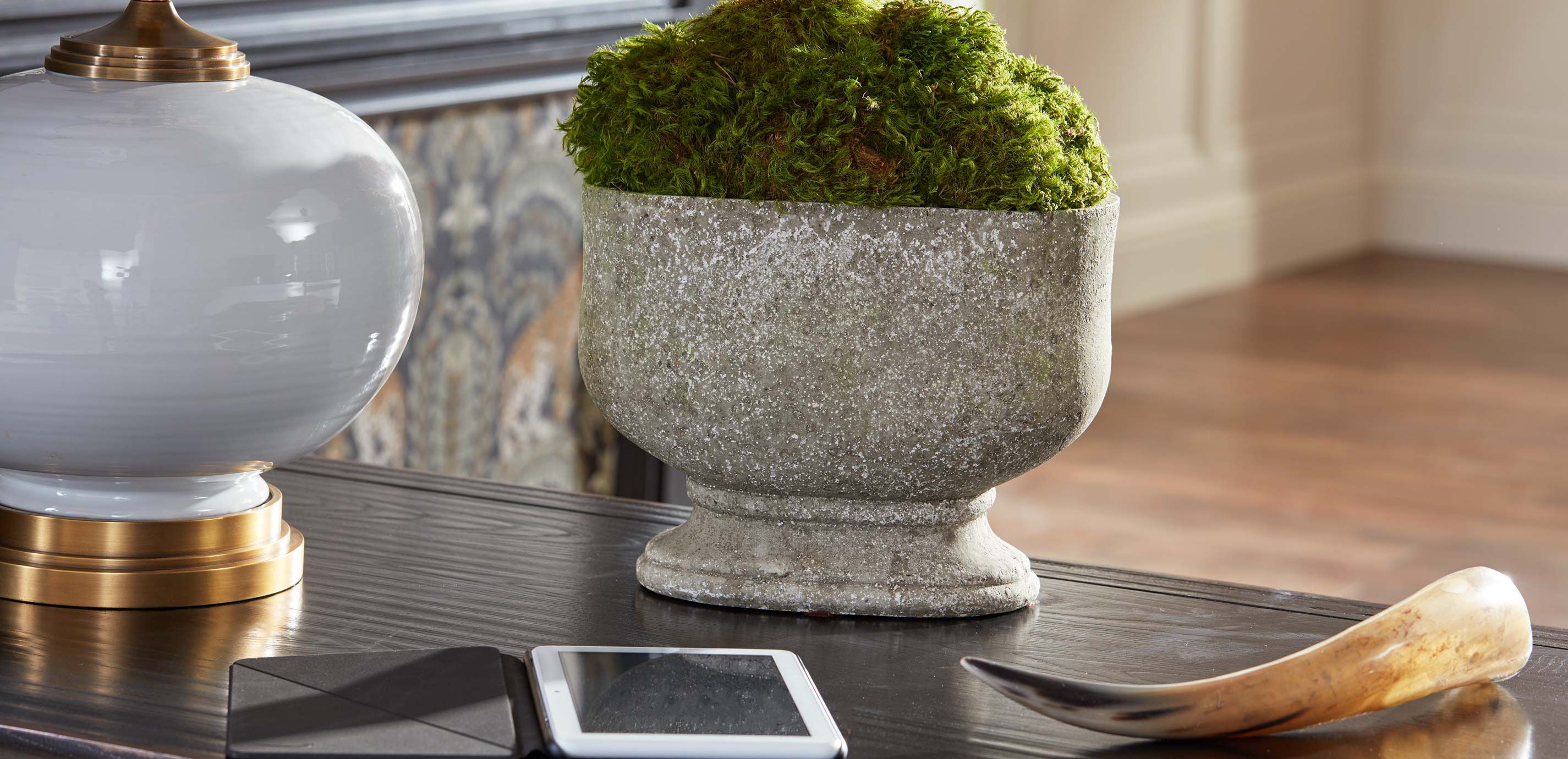 Moss in Oval Stone Planter_1
