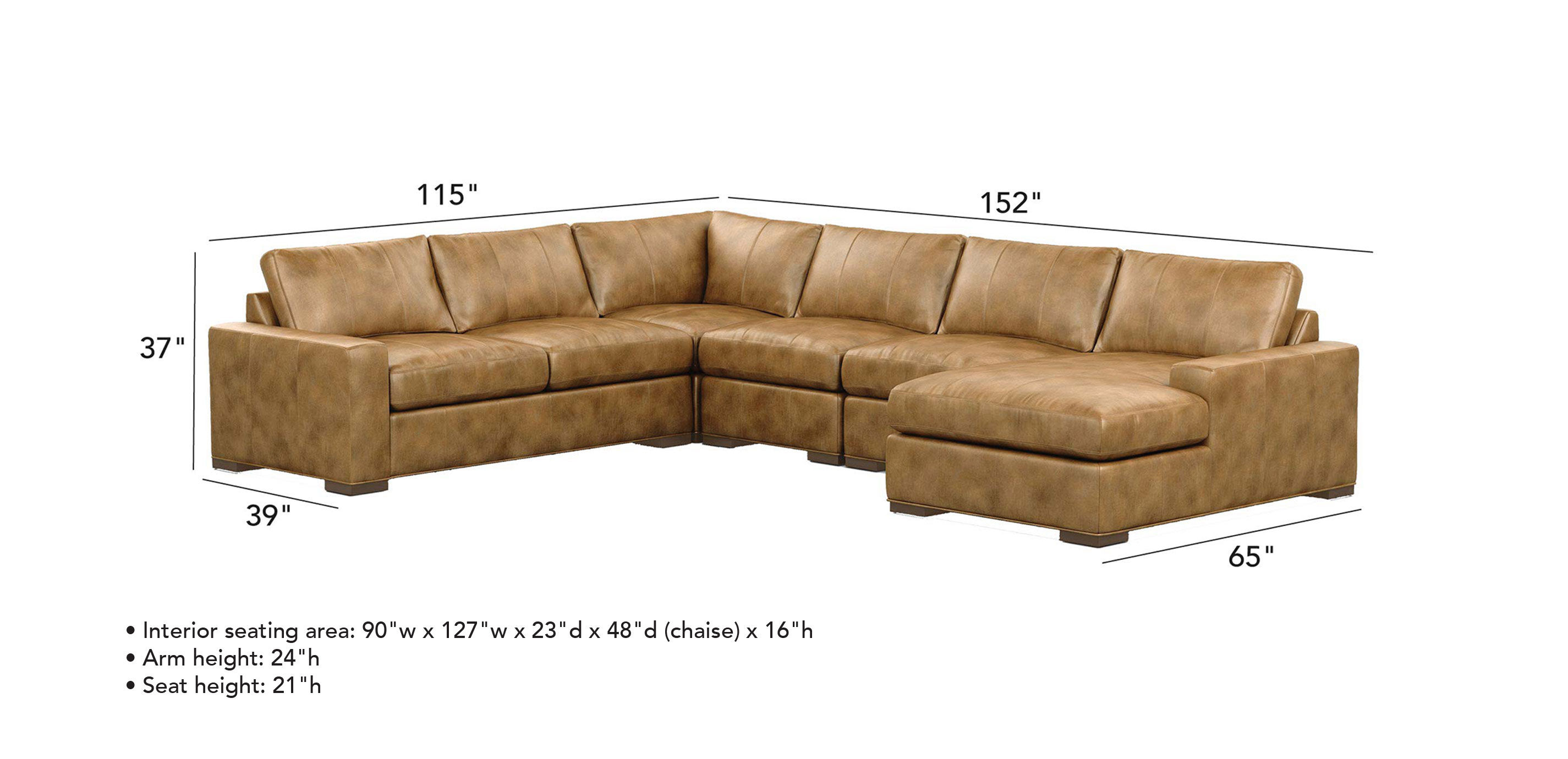 Conway Leather 5Piece Sectional, Quick Ship Ethan Allen