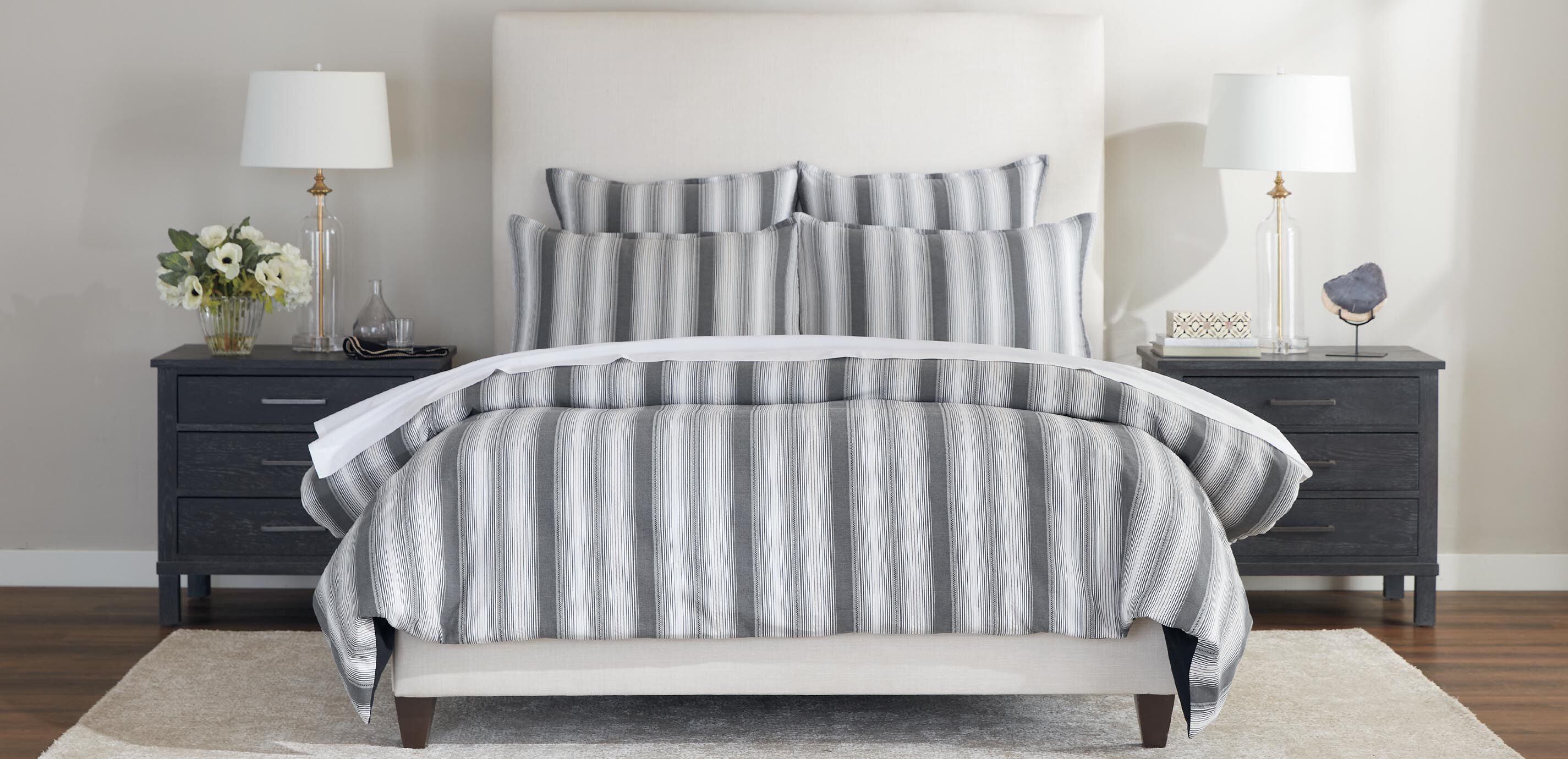Black and White Stripe Duvet Cover and Shams Set