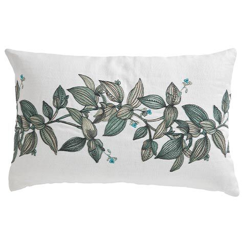 Leafy Vine Embroidered Lumbar Pillow image