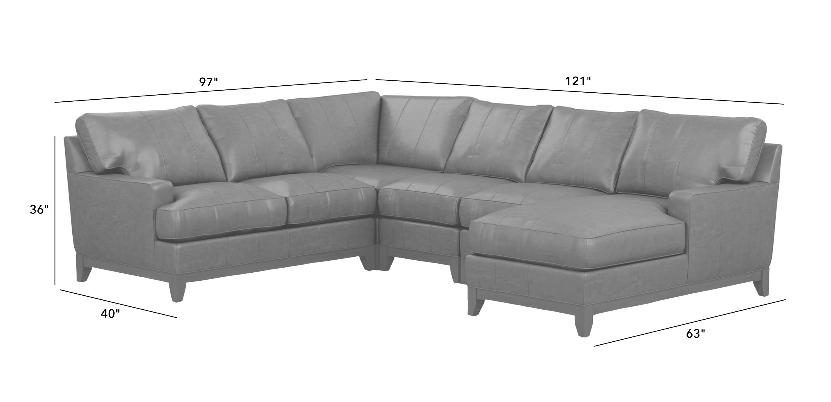 Arcata Five-Piece Leather Sectional with Chaise_1