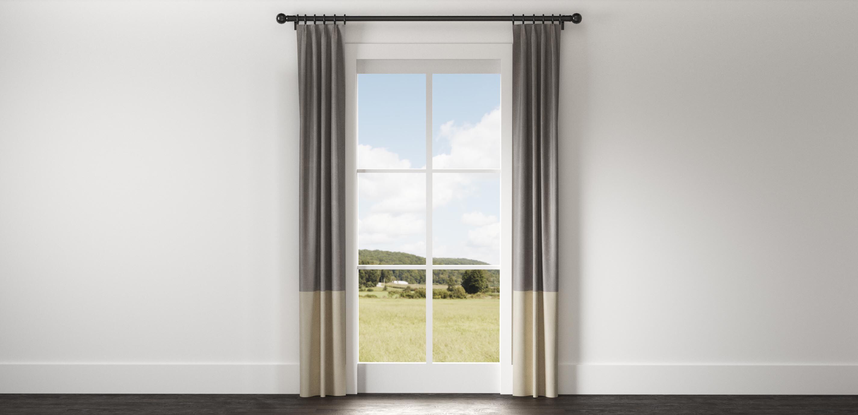 Satin Dupioni Drapery Panel with Trim Border
