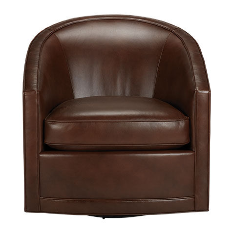 Baylee Leather Barrel-Back Swivel Chair image