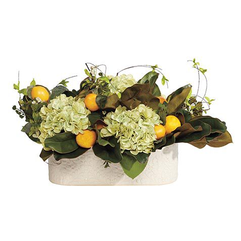 Hydrangeas and Lemons in Pot image