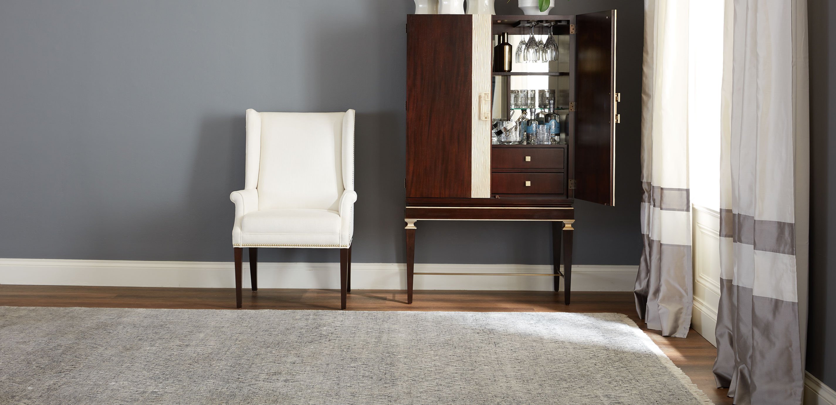 Ikat Rug, Gray/Ivory_5