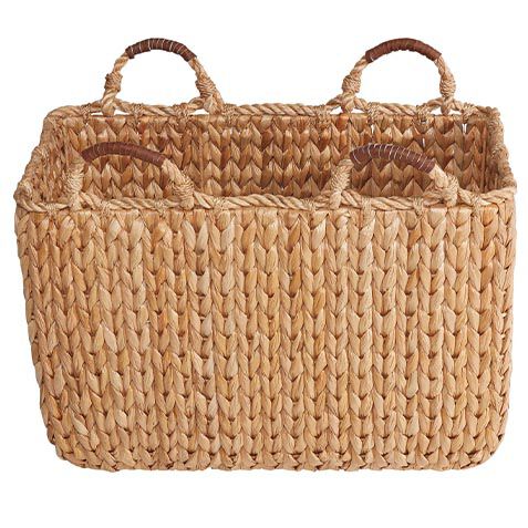 Seagrass Basket with Leather-Wrapped Handle image